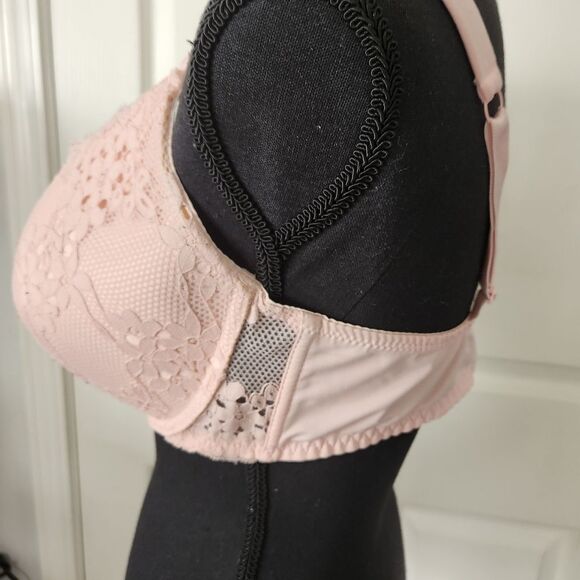 LAURA ASHLEY Pink Lace Bra 40DD  Full Coverage Padded Straps Underwire - Picture 3 of 6